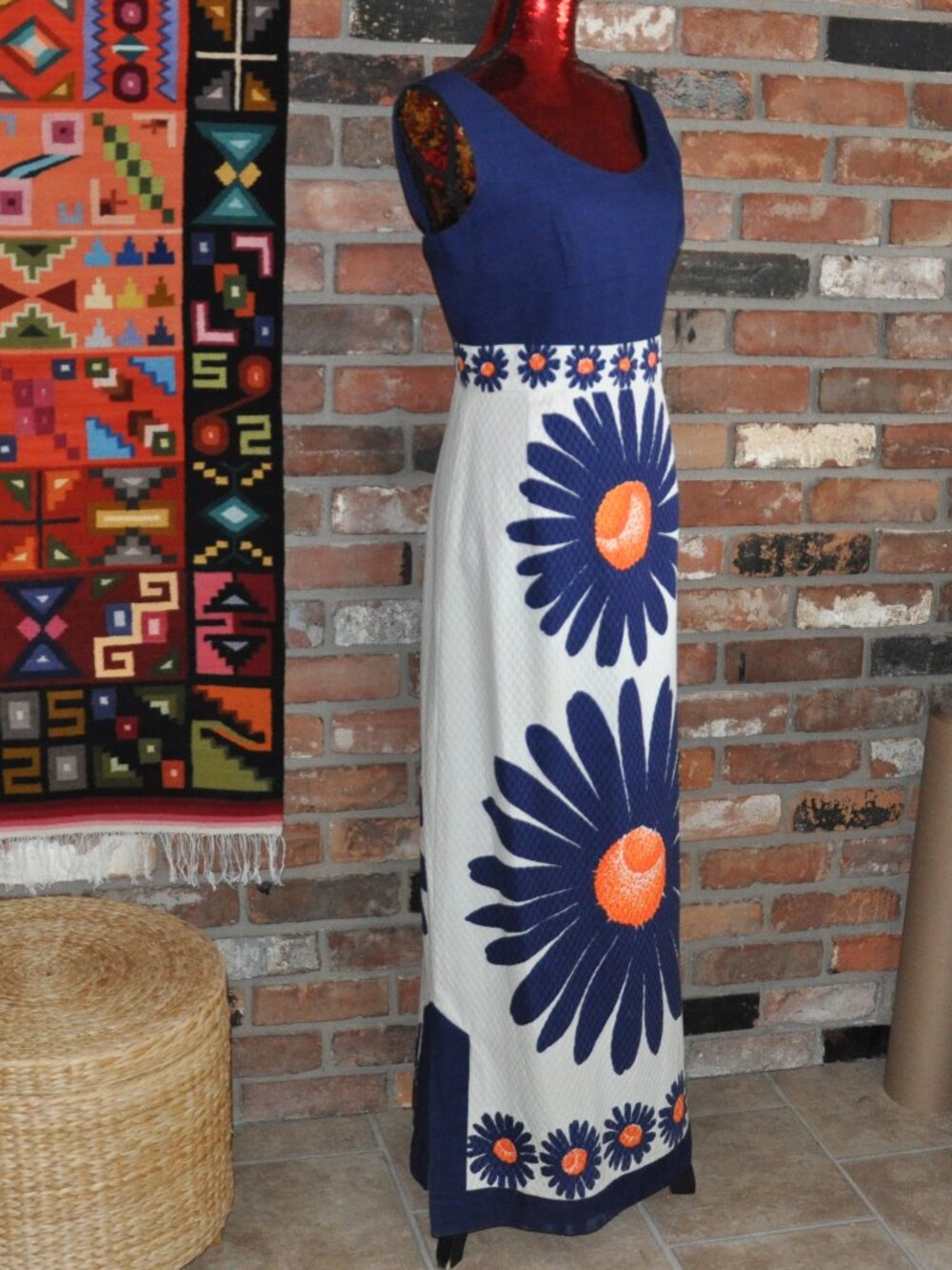 Vintage 70s Feminette Models London Empire Waist Sleeveless Floral MAXI  Dress M - Picture 4 of 8